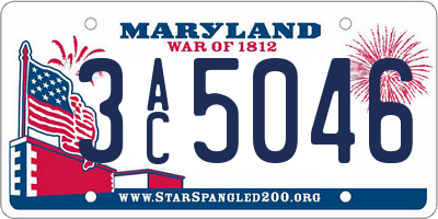 MD license plate 3AC5046