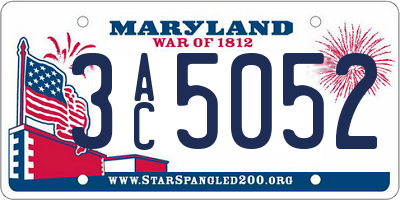MD license plate 3AC5052