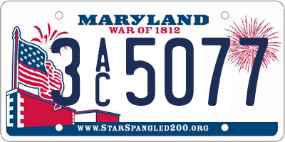 MD license plate 3AC5077