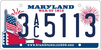 MD license plate 3AC5113