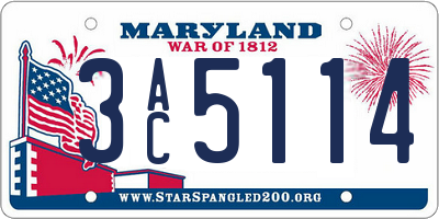 MD license plate 3AC5114