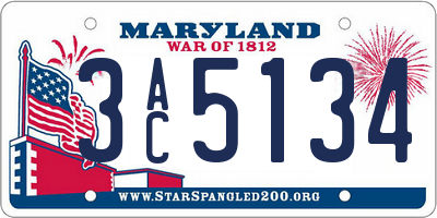 MD license plate 3AC5134