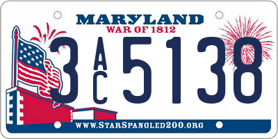 MD license plate 3AC5138