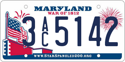 MD license plate 3AC5142