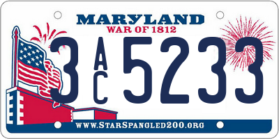 MD license plate 3AC5233