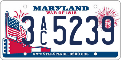 MD license plate 3AC5239
