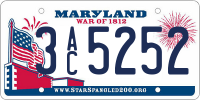 MD license plate 3AC5252