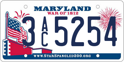 MD license plate 3AC5254