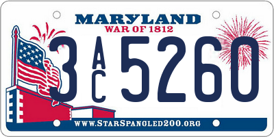 MD license plate 3AC5260