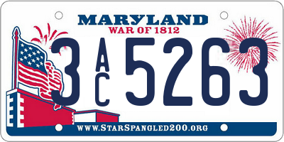 MD license plate 3AC5263