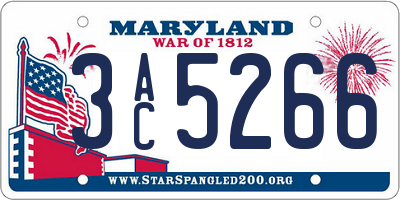 MD license plate 3AC5266
