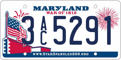 MD license plate 3AC5291