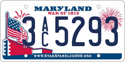 MD license plate 3AC5293