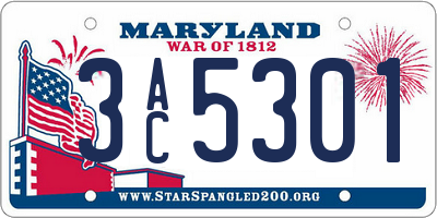 MD license plate 3AC5301