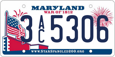 MD license plate 3AC5306