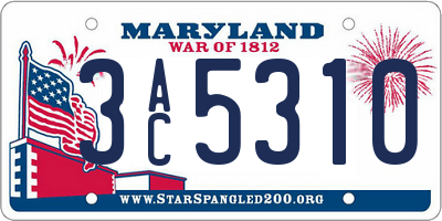 MD license plate 3AC5310