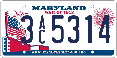 MD license plate 3AC5314