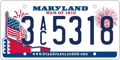 MD license plate 3AC5318
