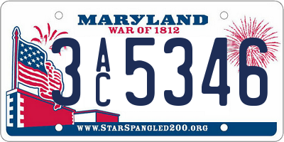 MD license plate 3AC5346