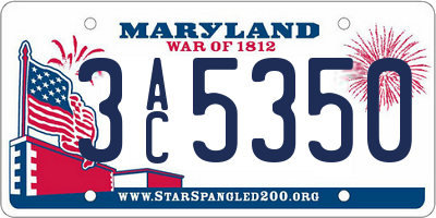 MD license plate 3AC5350