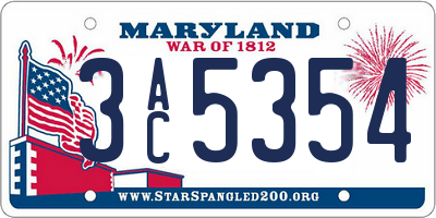 MD license plate 3AC5354