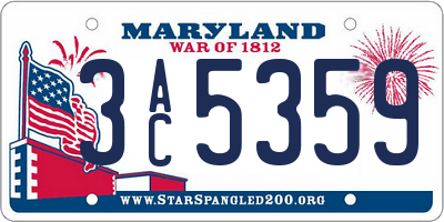 MD license plate 3AC5359