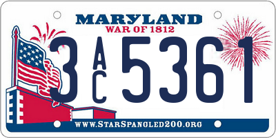 MD license plate 3AC5361