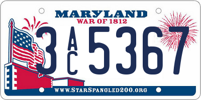 MD license plate 3AC5367