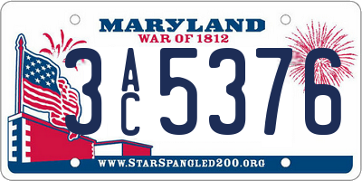 MD license plate 3AC5376