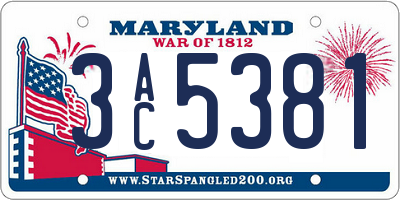 MD license plate 3AC5381