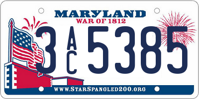 MD license plate 3AC5385