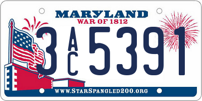 MD license plate 3AC5391