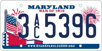 MD license plate 3AC5396
