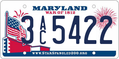 MD license plate 3AC5422