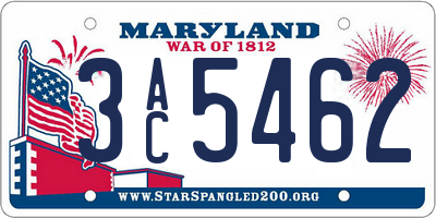 MD license plate 3AC5462
