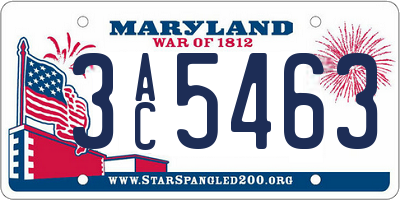 MD license plate 3AC5463