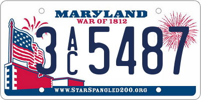 MD license plate 3AC5487
