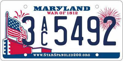 MD license plate 3AC5492