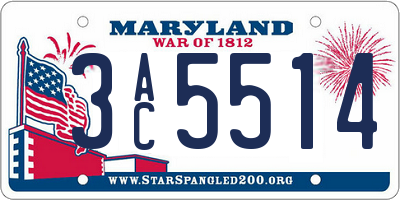 MD license plate 3AC5514