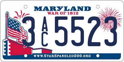 MD license plate 3AC5523