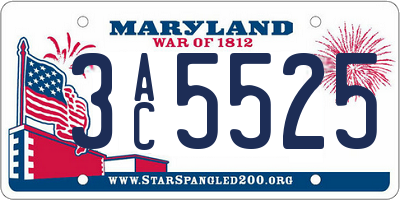 MD license plate 3AC5525