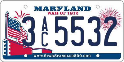 MD license plate 3AC5532
