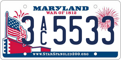 MD license plate 3AC5533
