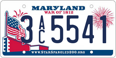 MD license plate 3AC5541