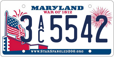 MD license plate 3AC5542