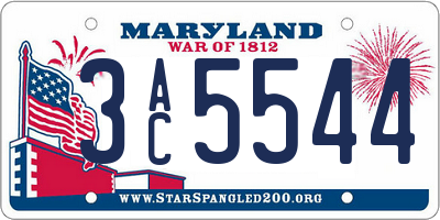 MD license plate 3AC5544
