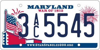 MD license plate 3AC5545