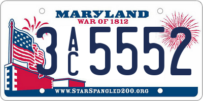 MD license plate 3AC5552