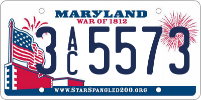MD license plate 3AC5573