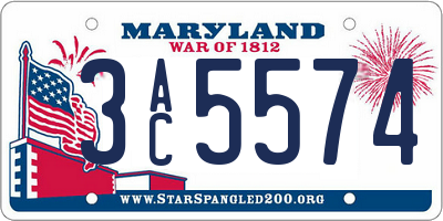 MD license plate 3AC5574